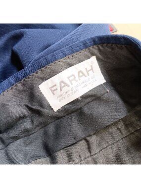 True Vintage Men's Polyester Pants 29x30 Farah Blue 1970's  BOotcut Hippy